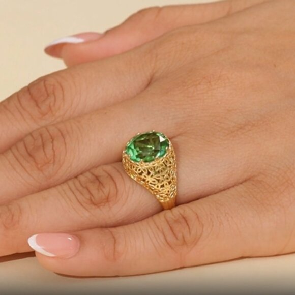 EverTrue Chartreuse Quartz 5.00 ctw Blooming Radiance Ring in 18K YG Plated - Picture 3 of 4